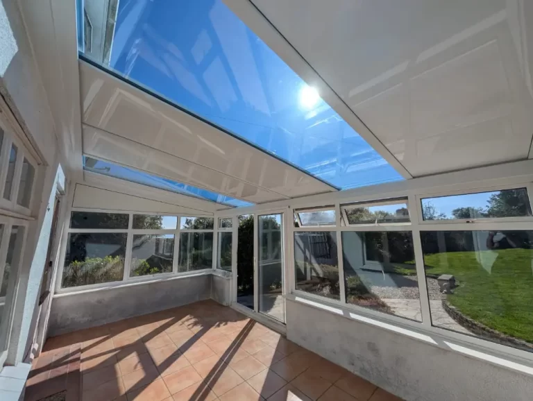 Eco-Panel Roof with Two Large Skylights on a Sunny Day