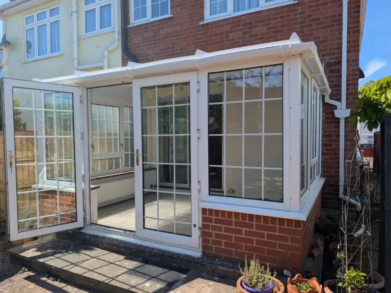 Eco-Shield polycarbonate conservatory roof upgrade installation in Southbourne, Dorset