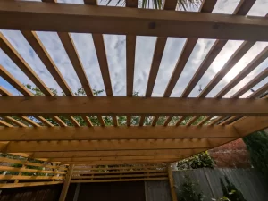 eco-shield polycarbonate pergola roof install in Fleet, Hampshire