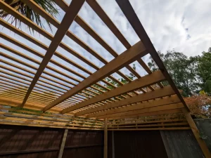 eco-shield polycarbonate pergola roof install in Fleet, Hampshire