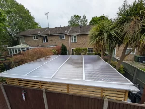 eco-shield polycarbonate pergola roof install in Fleet, Hampshire