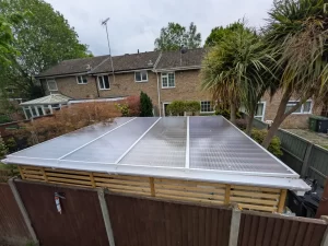 eco-shield polycarbonate pergola roof install in Fleet, Hampshire
