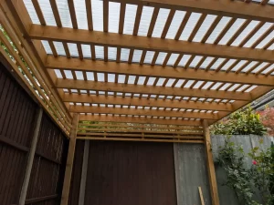 eco-shield polycarbonate pergola roof install in Fleet, Hampshire