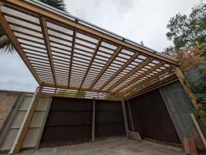 eco-shield polycarbonate pergola roof install in Fleet, Hampshire