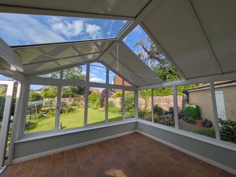 new gable roof conservatory with Eco-Panels and glass panels in bristol