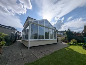 new gable roof conservatory with Eco-Panels and glass panels in bristol